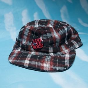 ⭐️2/$10 Vintage Hard Rock Reversible Women's Plaid/Corduroy Hat Hard Rock Pin